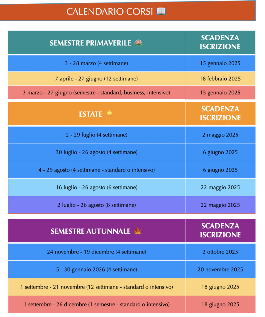 Calendario corsi lingua cinese Beijing Language and Culture University 2025